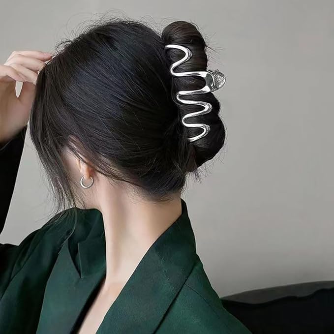 Wavy Metal Hair Clips for Women & Girls, Non-Slip Cute Modern Hair Accessories with Strong Hold