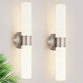 Wall Sconces Set of Two, Modern Bathroom Sconces Wall Lighting with Milky White Glass, Brushed Nickel Sconces Wall Decor Set of 2 for Bathroom Mirror Bedroom Living Room Hallway