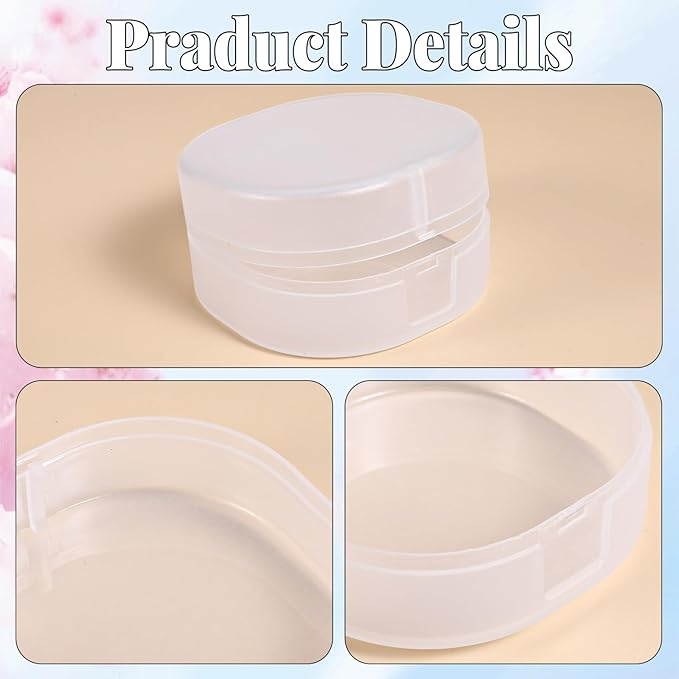 Plastic Cotton Square Holder, 4 PCS Portable Cotton Round Holder Travel Size Makeup Sponge Holders White Transparent Cottons Pads Dispenser Container for Makeup Remover Cottons Balls Puff Small Items