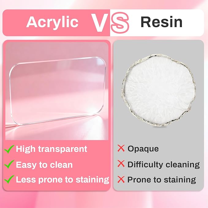 Acrylic Nail Art Palette - Transparent Nail Gel Polish Paint Mixing Pallet Design Plate For Nail Art Foundation Makeup Mixing Tray Display Stand Manicure Tools Supplies Accessories(3.15"×4.72"