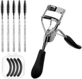 BenePoint Eyelash Curler, Lash Curler with Bonus 4Pcs Replacement Lash Pads& 5Pcs Eyelash Spoolies, Eyelash Curler Kit Portable Travel Eyelash Curler for Eyelash Extension (Black)