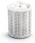 Rattan Jars, Rattan Desk Organizer, Bathroom Essentials Accessories Decor, Vanity Makeup Storage Organizer, for Cotton Balls, Pads, Floss Picks-Minimalist Decor , White(DP053)