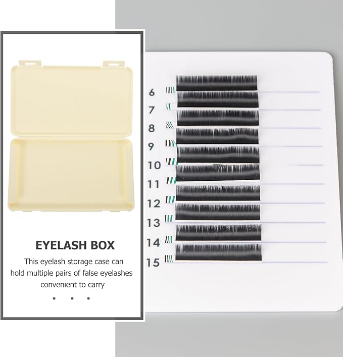 ARTIBETTER 2pcs Portable Eyelash Storage Case Organizer Large Capacity Lash Holder Travel Makeup Display Box in Light Beige for False Eyelash Storage