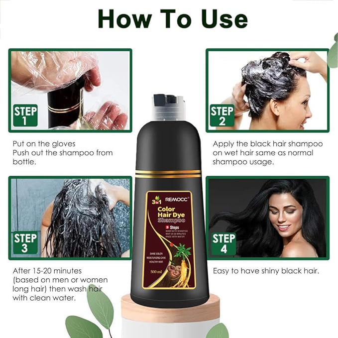 Instant Chestnut Hair Dye Shampoo for Women Men, Hair Coloring Shampoo for Gray Hair, 500ml Herbal Ingredients 3 in 1 Maroon Hair Dye - 100% Gray Coverage Coloring in Minutes 16.9 Fl Oz