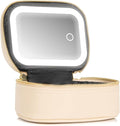 Mini Makeup Bag with Led Mirror,Small Travel Make up Bag 3 Light Modes Adjustable Brightness, for Women Organizer Cosmetic Bag, Portable Travel Train Toiletry Bag, for Pool Parties Work Touch-Ups