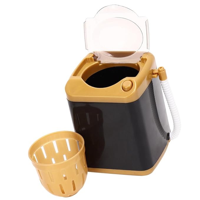 Mini Washing Machine, Electric Mini Quick Dry Cleaning Washer Cosmetic Tool Cleansing Machine for Home (Gold)