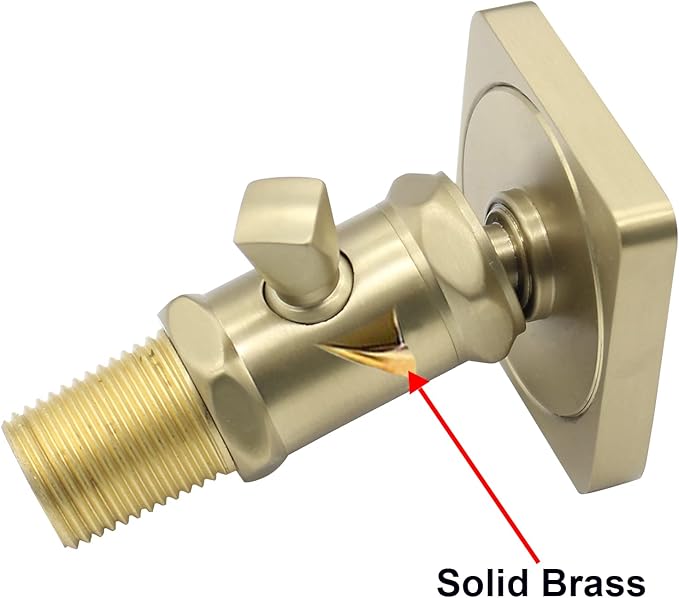 Solid Brass Square Shower Body Sprays with On Off Switch Brushed Gold Shower Jets 6 Pcs Massage Nozzle Jet Wall Mount, Flow Can Be Controlled, Showerhead Can Swivel