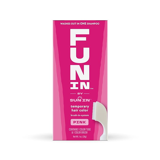Fun In by Sun In Temporary Hair Color with Easy Brush Applicator for Kids, Teens & Adults - Washable One day color for Festivals, Events & Parties - All Hair Types