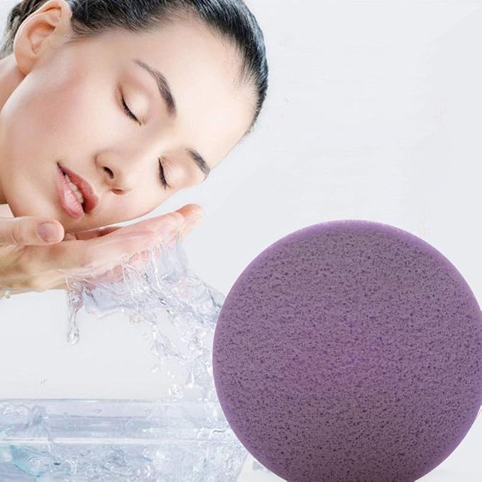 Facial Sponge Compressed,240 Count PVA Professional Makeup Removal Wash Round Face Sponge Pads Exfoliating Cleansing for Women,Purple