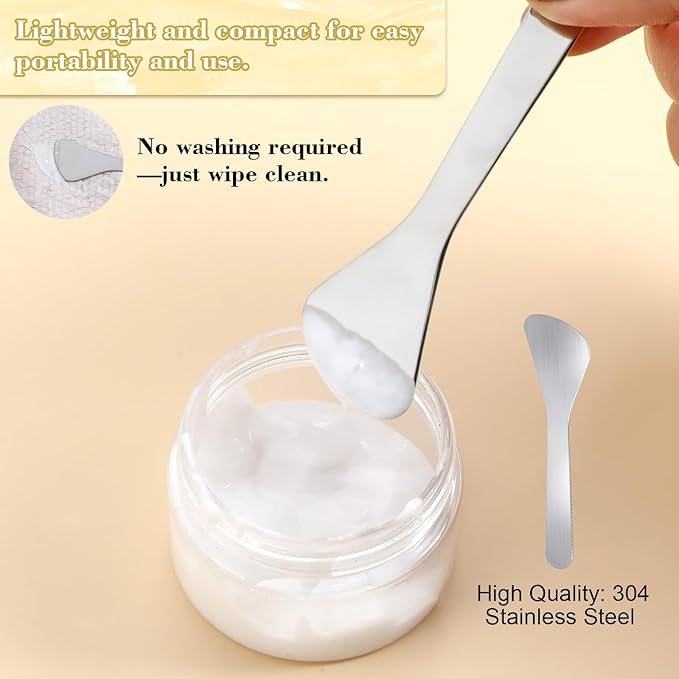 6PCS Mini Metal Face Mask Spatula, Stainless Steel Skincare Spatula, Reusable Cosmetic Spatulas for Blending and Sampling Plant Masks, Skin Care Creams, Eye Cream, Essences (2 Styles)