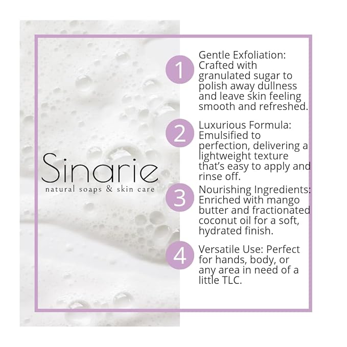 Exfoliating Sugar Scrub for Body – Hydrating Moisturizing Body Polish with Natural Oils – Gentle Spa Skincare for Smooth, Glowing Skin (5 oz., Lavender Blooms (Lavender & Vanilla))