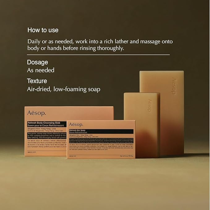 Aesop Refresh Body Cleansing Slab | Non-Drying Gentle Bar Soap Boosted With Botanical Oils | 5.2oz / 150g