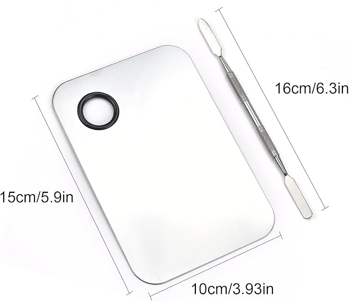 Makeup Mixing Palette, Stainless Steel Makeup Palette, Cosmetic Palette with Spatula Tool for Nail Art Eye Shadow Eyelash Makeup (Large)