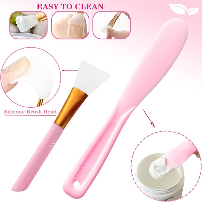 4Pcs Silicone Facial Mask Bowl DIY Face Mask Mixing Bowl for for Home Salon Spa Face Skin Applicator Bowl, Pink