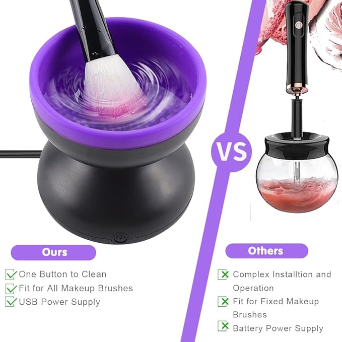 Makeup Brush Cleaner Machine, Powerful Friction, Deep Cleaning, Electric Make up Brush Cleaner for All Size Beauty Makeup Brush, Blush Brush, Sponges, Christmas Halloween Gifts for Girls Women