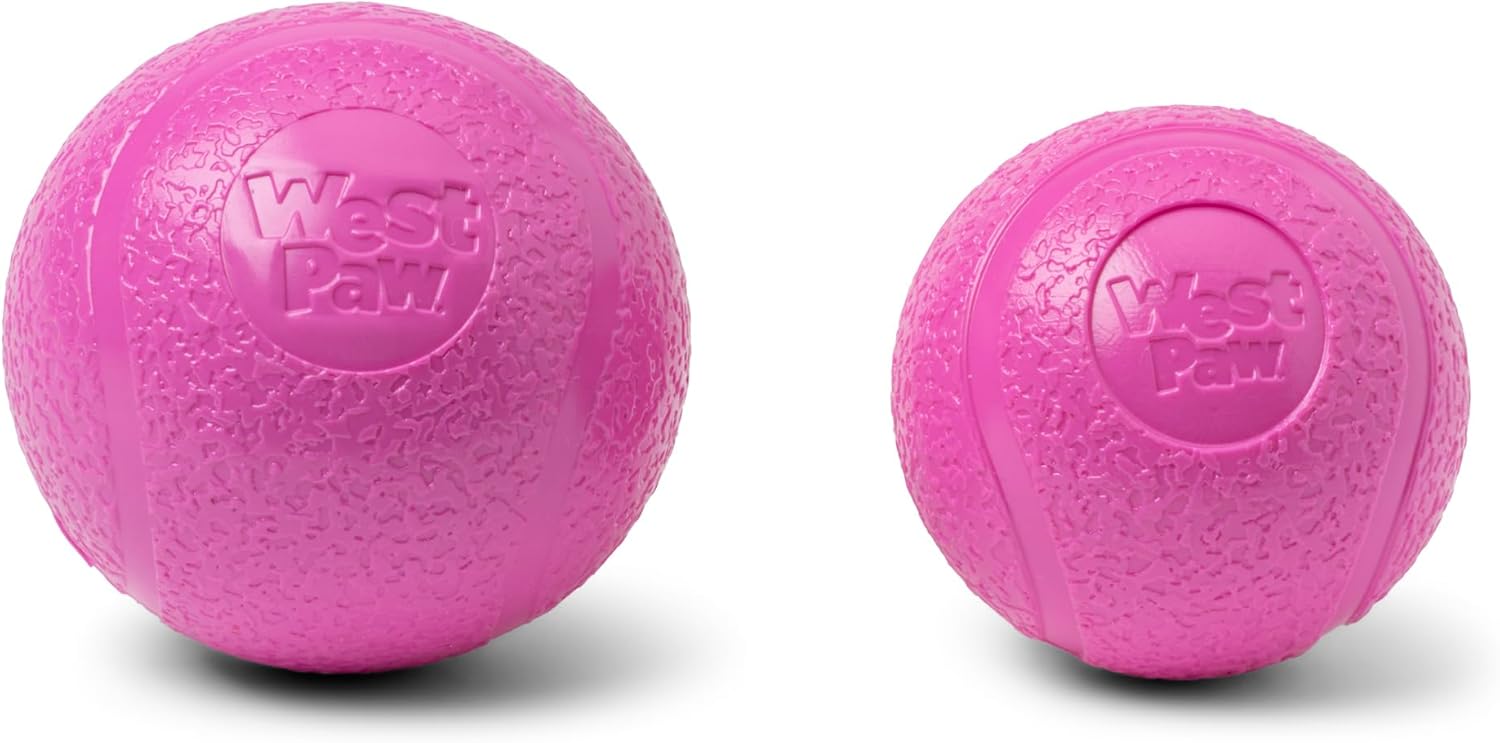 WEST PAW Boundr Ball Dog Fetch Toy – Bouncing Toys for Dogs, Fetch, Catch, Chewing, Play – Floatable, Recyclable Balls – Large Hot Pink
