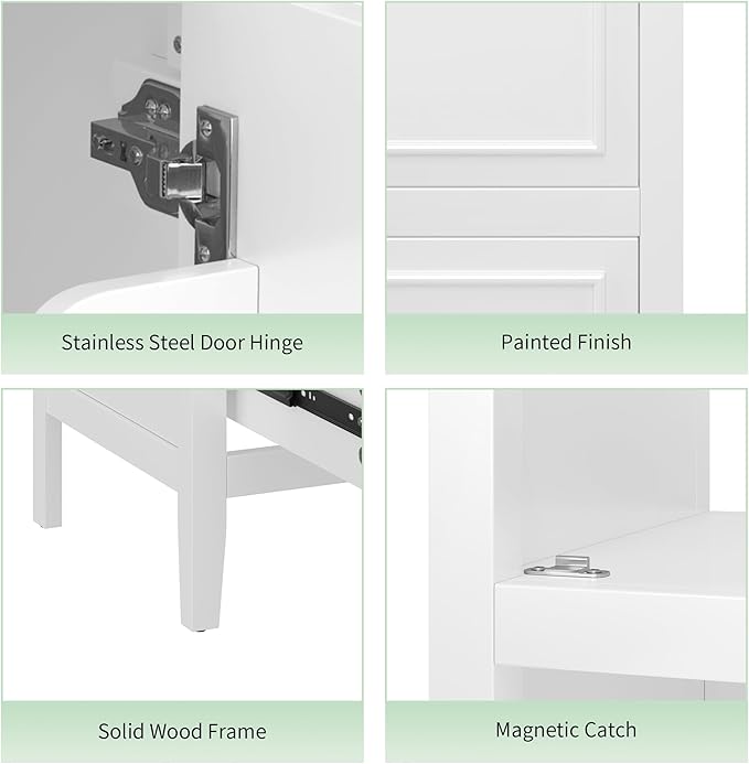 Bellemave 20 Inch Vanity with Sink, Free Standing Bathroom Vanity Cabinet with Soft Closing Door, Storage Rack, Drawer (White)