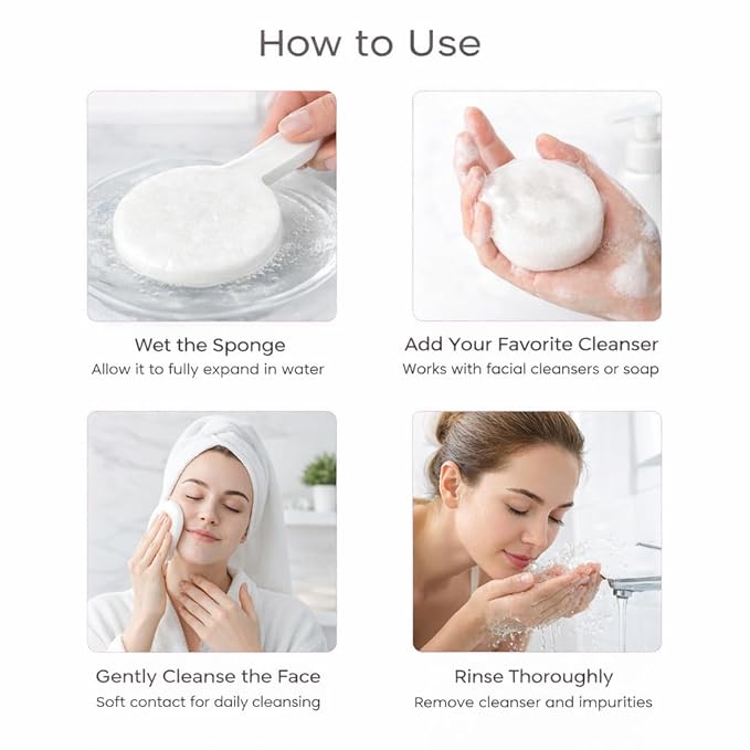 120 PCS Compressed Facial Sponges, Natural Cellulose Face Cleaning Pads, Professional Spa-Grade Makeup Remover Sponges for Daily Cleansing,Compact Travel-Friendly Skincare Essentials (White)