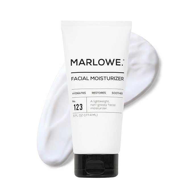 MARLOWE. No. 123 Facial Moisturizer for Men, 6 oz, Daily Face Lotion with Aloe Vera & Green Tea Extract, Hydrates, Nourishes, Restores & Soothes, Lightweight, Non-Greasy, Fresh Aloe Citron Scent