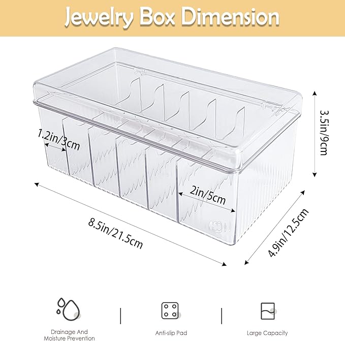 Acrylic Lash Extension Organizer with Lid, 6 Compartment Lash Cart Storage for Lash Techs, Clear Secure Lid Eyelash Supplies Organizer for Salon & Home Use