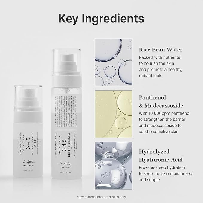 Dr.Althea 345 Relief Cream Mist | Hydrating Facial Mist with Rice Extract | Soothing Care for Sensitive Skin | Vegan Korean Skincare, 2.02 Fl Oz
