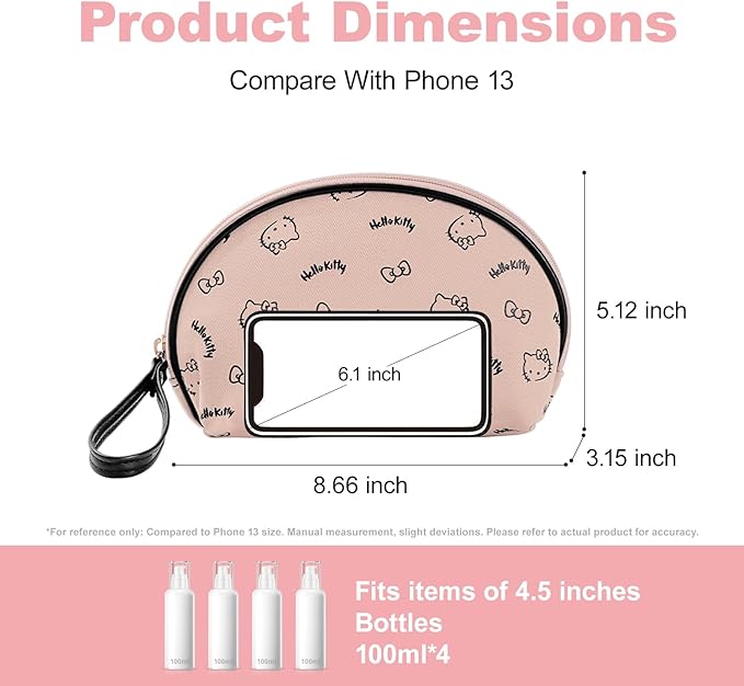 AmBealla 2PCS Travel Makeup Bag Cosmetic Toiletry Organizer,Portable Storage Bags for Cosmetics,Keys,Mobile Phones,Money,Girls,Women-Pink