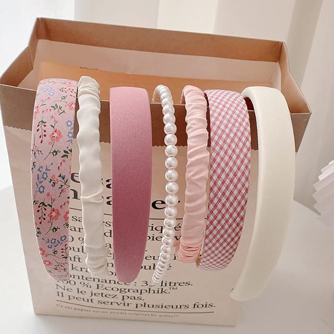Fashion Headbands Set - Girls & Women Pearl Hairbands, Non-slip, Different Patterns
