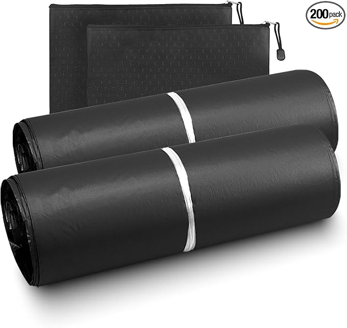 Incontinence Pad Disposal Bags pack of 200,Black Adult Diaper Disposal Bags 9.84 x 13.78inches Opaque Disposable Incontinence Bags for Incontinence Underwear,Adult Diapers(with 2pcs Storage Bag)