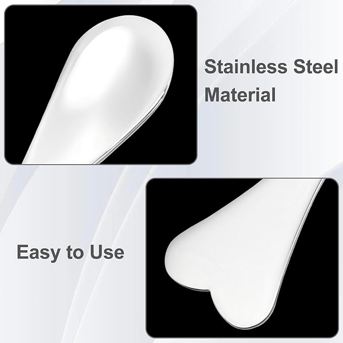 3pcs Mini Stainless Steel Makeup Spatula, Reusable Cosmetic Cream Spatulas Spoon, Skincare Scoop Applicator Facial Massage Beauty Tools for Mixing and Sampling Face Eye Cream- Silver