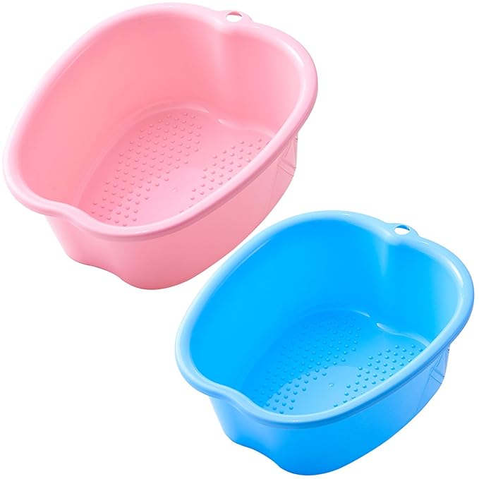 AXLOFO® Foot Soaking Tub Large Size Foot Basin, Feet Soaking Tub with Massage Acupoint, Pedicure Feet Soak Basin Plastic Bucket for Women and Men (2pcs-pink-blue)
