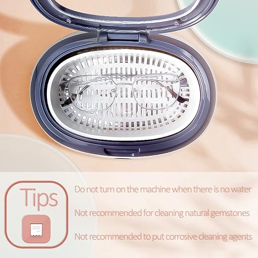 Ultrasonic Jewellery Cleaner, 40kHz Professional Cleaner Ultrasonic Machine with Carry Holder, Cleaning Basket for Jewelry, Rings, Eyeglasses, Watches, Silver (600 ml)