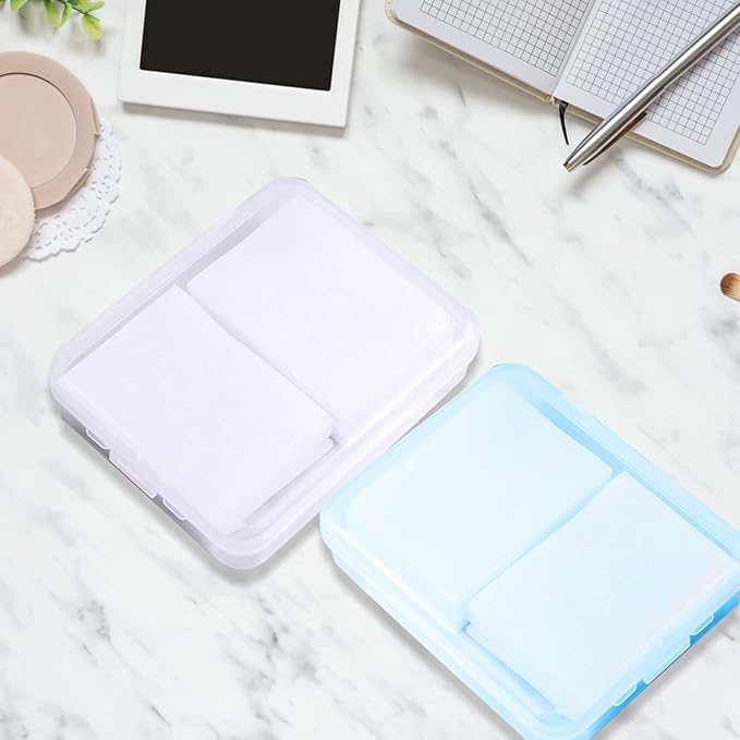 Portable Travel Cotton Pad Holder Cotton Swab Ball Holder Dispenser Cosmetic Sponge Storage Box with Transparent Lid Storage Jar Cosmetic Pad Container Dental Floss Box 3 pcs