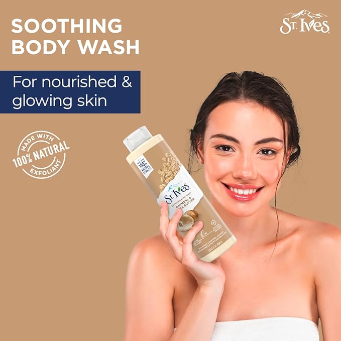 St. Ives Oatmeal & Shea Butter Body Wash | Moisturizing Body Wash for Sensitive and Dry Skin | 22 Fl. Oz. (Pack of 3)