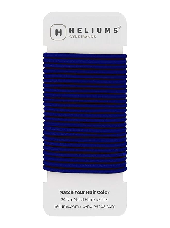 Cyndibands Elastic Hair Ties – Navy Blue - No Damage 4mm Ponytail Holders for Women & Kids, 24-Pack Hair Elastics in Neutral Colors