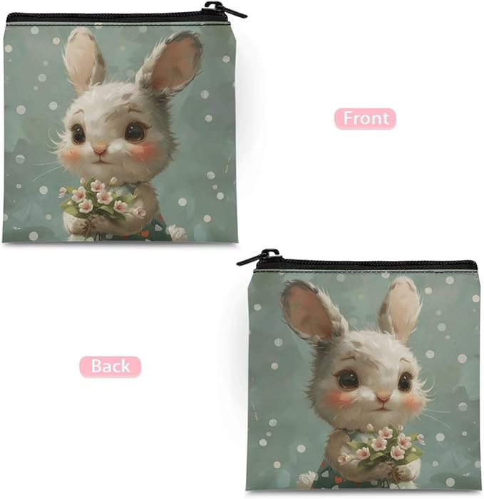 Easter Bunny Print Period Organizer Bag Waterproof Sanitary Napkin Storage Bag for Women Spring Outdoor Activity