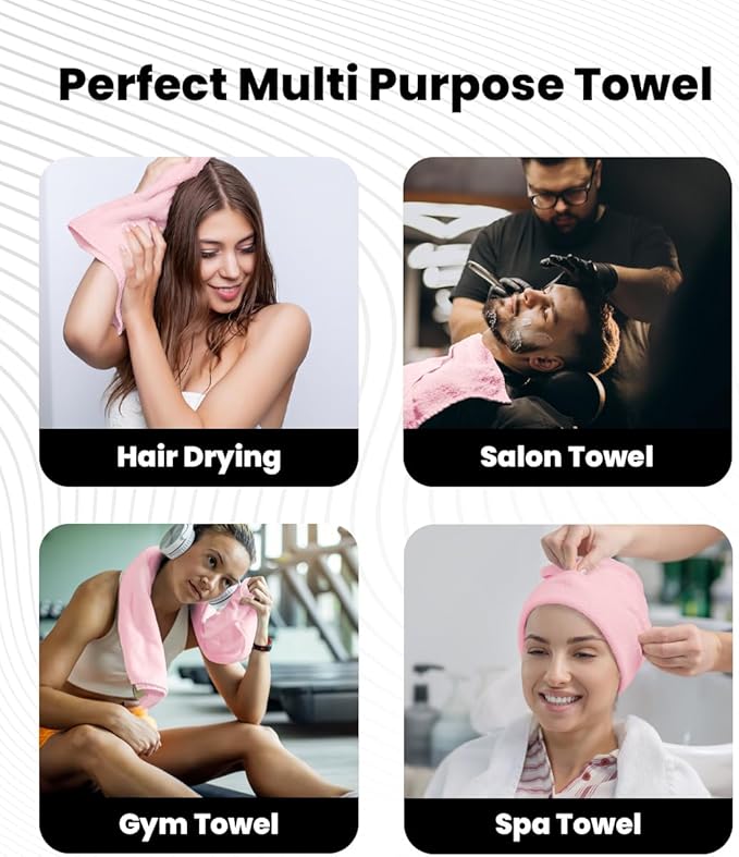 Avalon Towels Salon Towel - Pink Hand Towels Bulk Pack of 24 - 100% Cotton Absorbent Spa, Facial & Gym Towel for Working Out - 16x27 Inches (Not Bleach Proof)