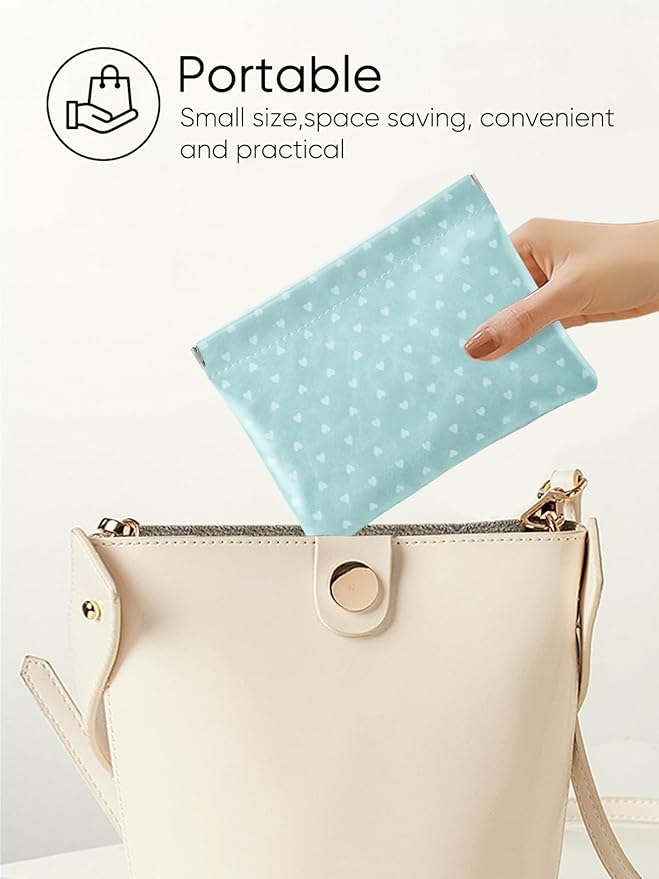 Hearts Leather Makeup Pouch Set for Women Small Make Up Bag for Purse Waterproof Initial Makeup Cosmetic Bags Pouches for Purse Aesthetic Travel Toiletry Bag,Grey Blue