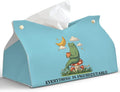Bule Frog Motivational Tissue Box Cover,Mental Health Inspirational Toilet Paper Box Holder,Leather Decorative Facial Paper Case for Living Room Bathroom Kitchen Office Desk,9.8x5.9x5.9