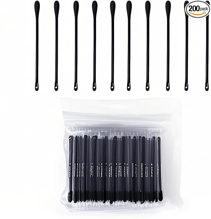 200Pcs Plastic Disposable Blackhead Remover Double-Headed Comedones Extractor Black Pimple Popper Tool Acne Removal Stick Cotton Swab Beauty Tool