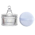 Body Powder Puff and Container, Glass Box for Dust Puff, Powder applicator with Case for Dusting powder (white)