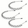 Metal Hair Bands Men's Headband Elastic Zigzag Headbands Outdoor Sports Headbands Fashion Simple Anti-Slip Hair Accessories (3 Pack)