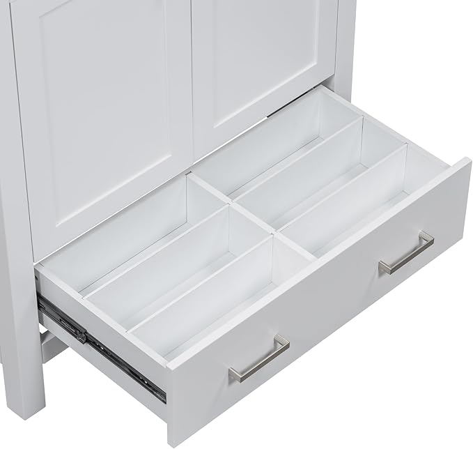 Bellemave 30" Bathroom Vanity with Sink Combo Set, Solid Wood Frame Bathroom Storage Cabinet with a Drawer, 2 Soft Closing Cabinet Doors with Organizer, White