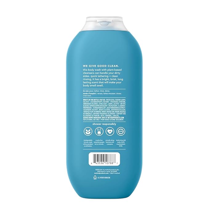 Method Men Body Wash, Glacier + Granite, Paraben and Phthalate Free, 18 fl oz (Pack of 1)