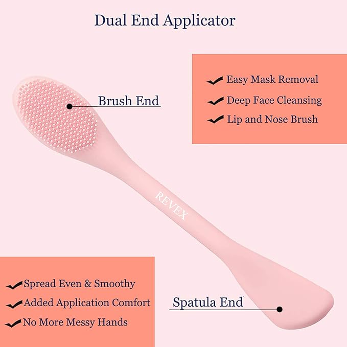 REVEX Silicone Face Mask Applicator,Face Scrubber,Exfoliating Pore Scrubber,Pore Cleaning Brush,2Pcs Mask Applicator Tool for Facial Mud,Face Brush for Women Men.(Pink+Gray)