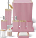 Bathroom Accessories Set - Elegant Pink Bathroom Set, 10PC Bathroom Accessory Set, Toilet Brush, Bathroom Trash Can