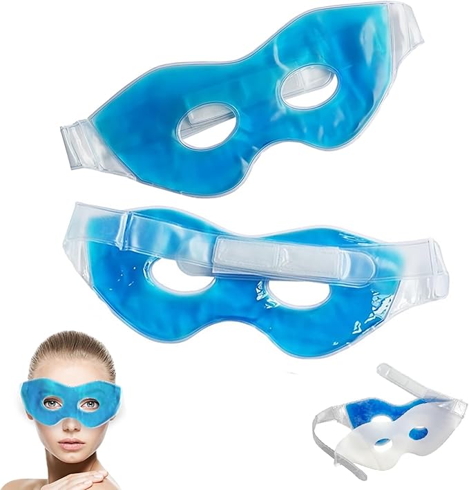 Cooling Eye Mask for Puffiness & Migraines - 2 Pack Reusable Hot and Cold Therapy Gel Mask for Dark Circles, Dry Eyes, Headache Relief - Free Non-Woven sleeve with Purchase (While Supplies Last)