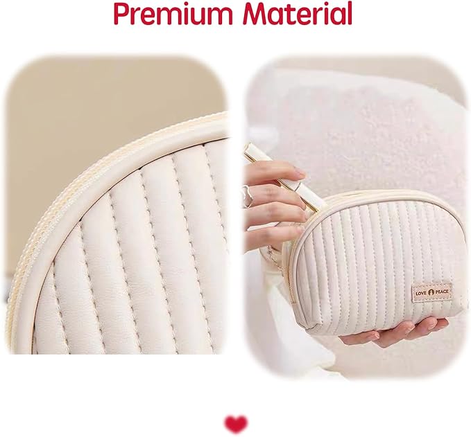 Small Makeup Bag for Purse Mini Cosmetic Pouch Waterproof Makeup Organizer for Women Small Cosmetic Bag PU Leather Travel Makeup Bag Lipstick Bag with Zipper Pink