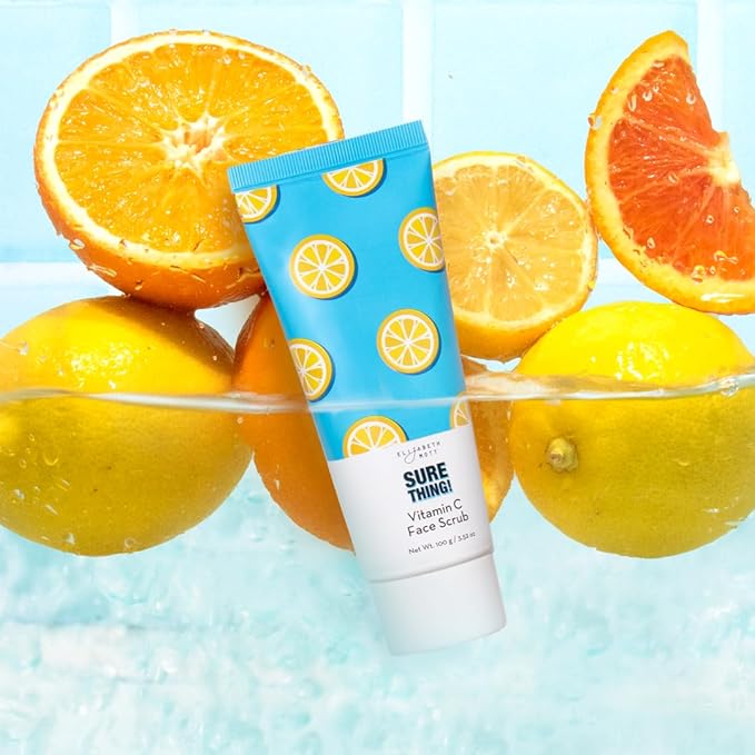 Elizabeth Mott Sure Thing Vitamin C Face Scrub – Heat Activated Exfoliating Facial Cleanser for Deep Pore Cleansing & Smoother Skin – Gentle Brightening Scrub, Vegan & Cruelty-Free Skincare, 3.52 oz