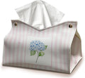 Pink Blue Hydrangea Tissue Box Cover Rectangle, Blue Flroal Tissue Box Holder Leather Facial Paper Case Large, Blue Spring Decorative Organizer Holder for Kitchen Bathroom Home 9.8x5.9x5.9