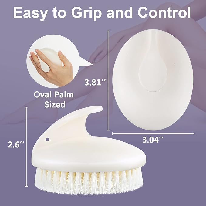 Dry Brushing Body Exfoliating Brush, Anti Slip Body Scrubber for Shower, Shower Body Cleaning Brush for Deep Cleansing & Soften Skin, Improve Circulation (Cream White)